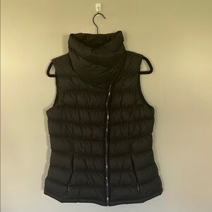 Athleta Black Quilted Puffer Vest with High Collar